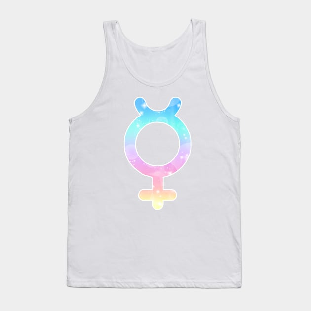 Mercury Planet Symbol in Magical Unicorn Colors Tank Top by bumblefuzzies